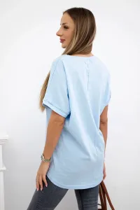 Cotton blouse with pocket blue