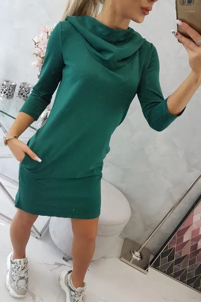 Dress with hood and pockets green