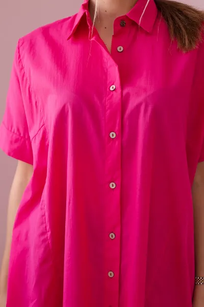 Cotton fuchsia shirt with short sleeves
