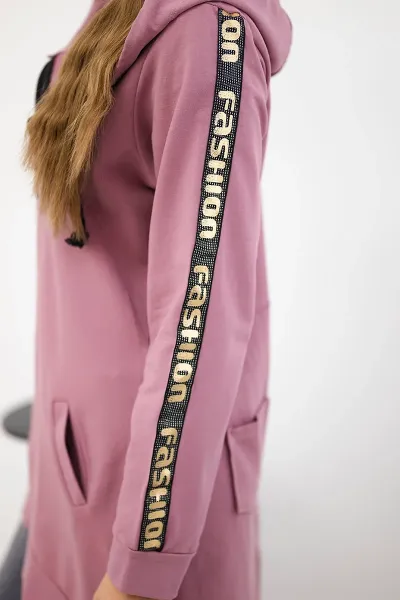 Sweatshirt with back zip dark pink