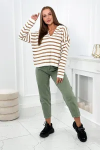 Striped camel sweater