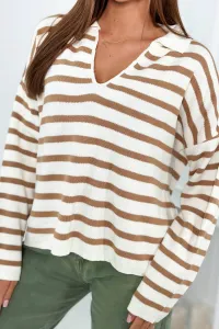 Striped camel sweater