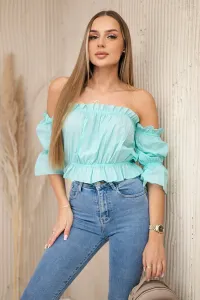 Mint blouse without shoulders