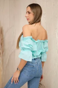 Mint blouse without shoulders
