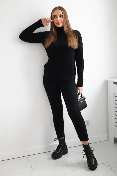 Two-piece set of alpaca sweaters black