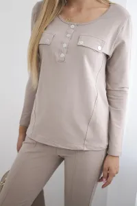 Set with press stud neckline dark beige