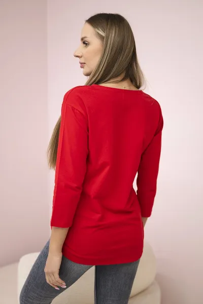 Blouse with Collage print red