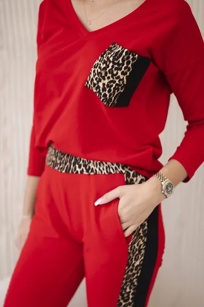 Set with a red panther motif