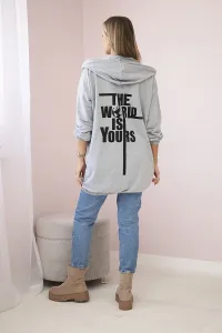 Legínovo Mikina s potlačou "The world is yours" tmavá púdrová ružová Farba: Sivá, Veľkosť: UNI