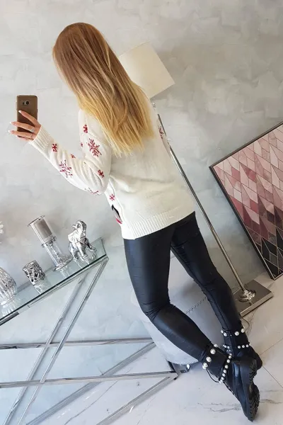 Legínovo Sviatočný sveter s sobom ecru Farba: Modrá, Veľkosť: UNI