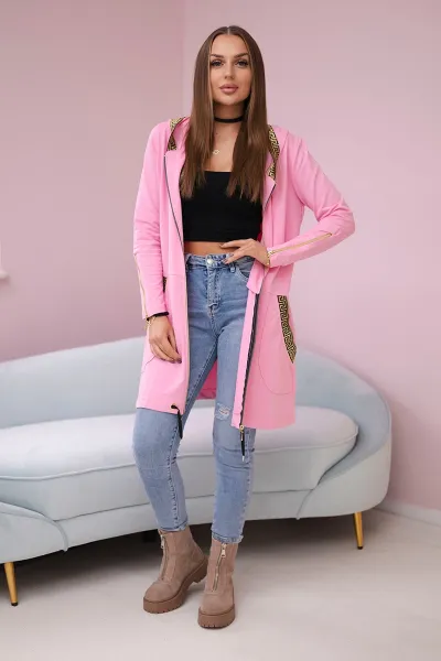 Sweatshirt with decorative belt light pink