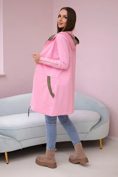 Sweatshirt with decorative belt light pink