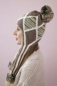 Women's cap with long ears Eunika K322 cappuccino+ecru