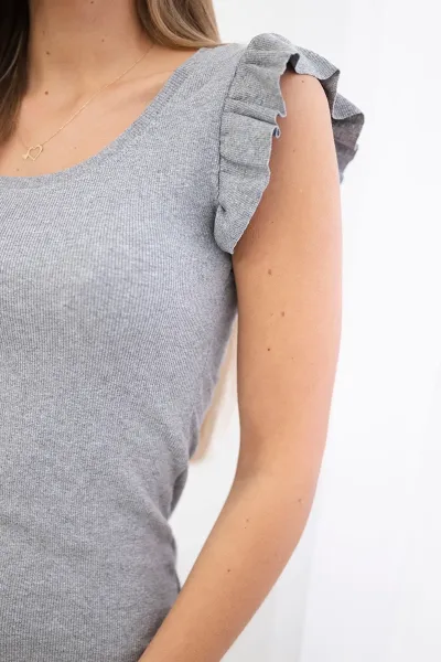 Dress with frills on the sleeve gray