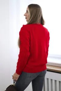 Sweater with cable weave in red