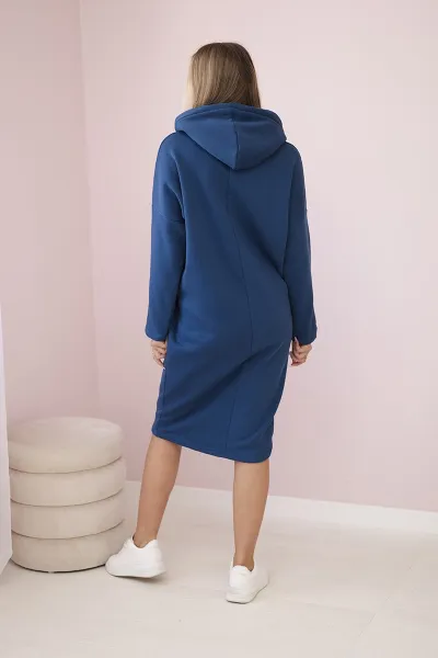 Dress with a hood and slit for side jeans