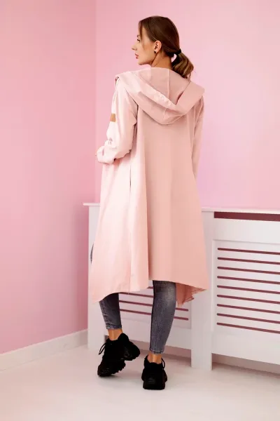 Long hooded cardigan dark powder pink