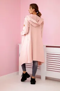 Long hooded cardigan dark powder pink