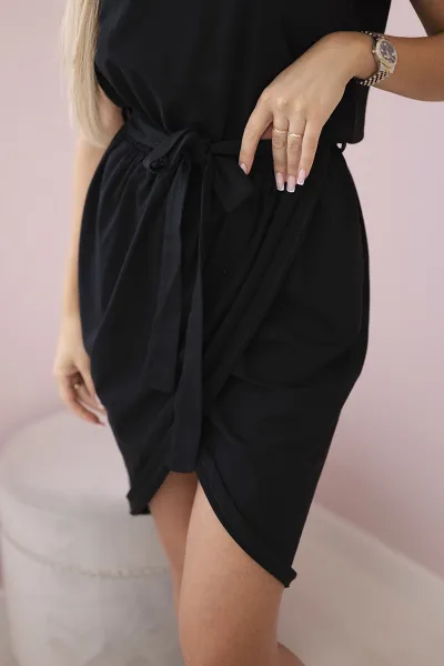 Tied dress with a clutch bottom black