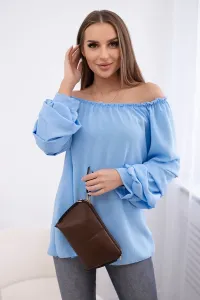 Spanish blouse with decorative sleeves blue