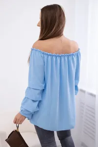 Spanish blouse with decorative sleeves blue