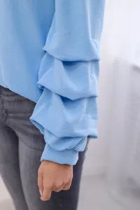 Spanish blouse with decorative sleeves blue