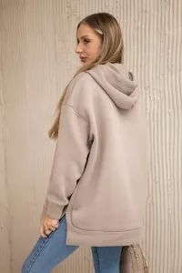 Insulated sweatshirt with side zipper dark beige