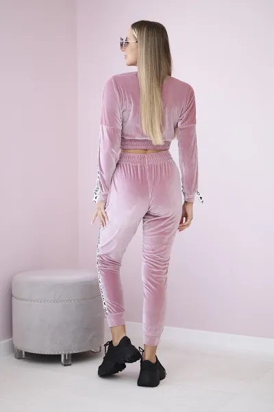 Velour set with Queen inscription dark powder pink