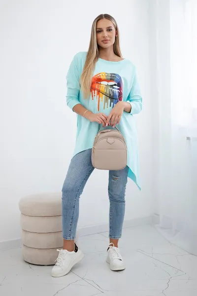 Oversize blouse with a rainbow mint print