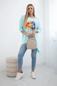 Oversize blouse with a rainbow mint print