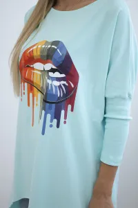 Oversize blouse with a rainbow mint print