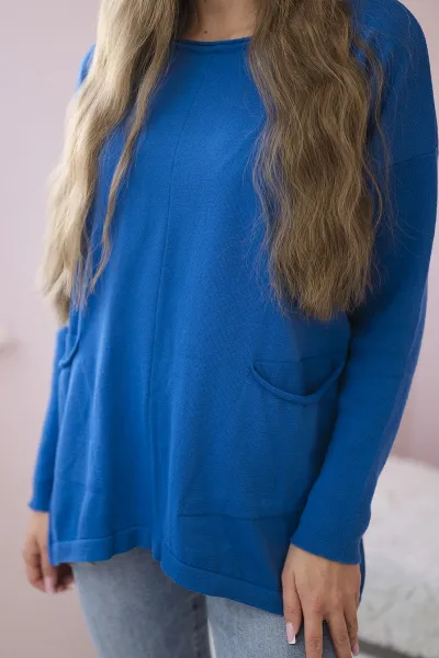 Sweater with front pockets cornflower blue