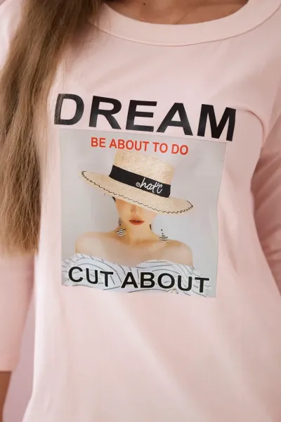 Dress with Dream print powder pink