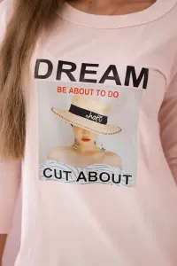 Dress with Dream print powder pink