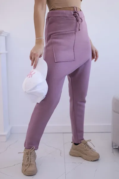 Set with Baggy trousers dark pink