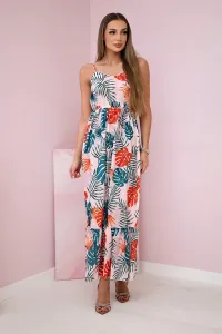 Dress with leaf motif powder pink