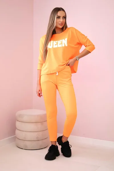 Set with orange neon Queen print