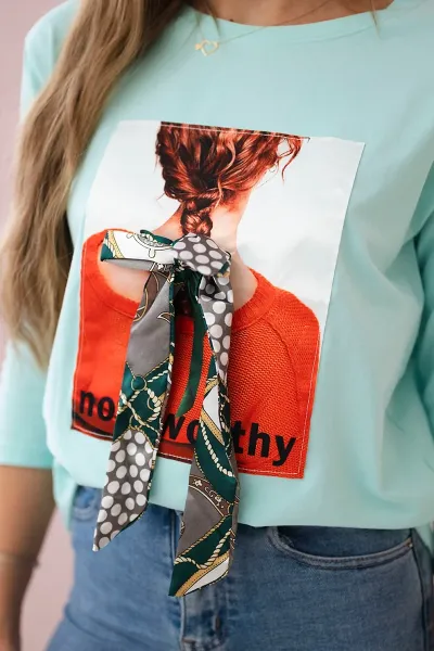 Blouse with 3D graphics Remarkable mint