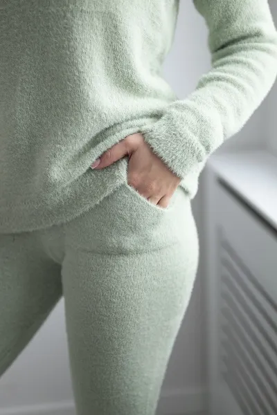 Two-piece set of dark mint alpaca sweaters