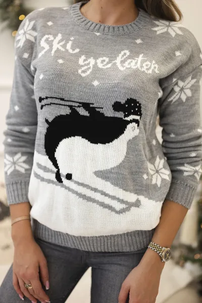 Grey sweater with Christmas motif