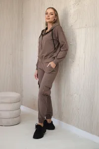 Set 3in1 sweatshirt + top + mocha pants