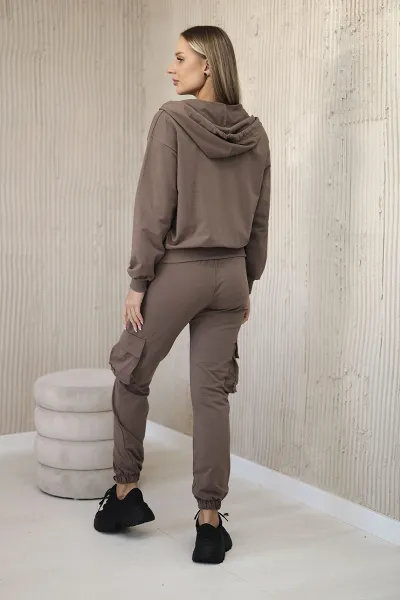 Set 3in1 sweatshirt + top + mocha pants