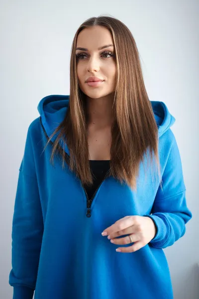 Insulated sweatshirt with side slits purple blue