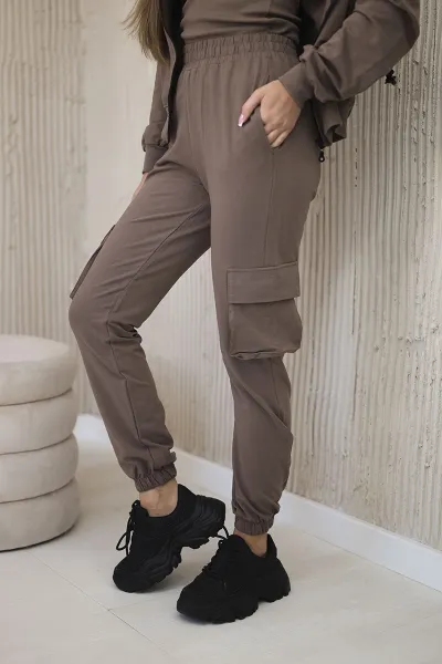 Set 3in1 sweatshirt + top + mocha pants