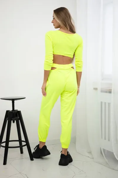 Complete with a yellow neon-colored blouse top