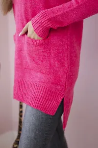 Pink sweater with stand-up collar