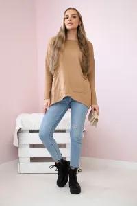 Sweater with front pockets Camel