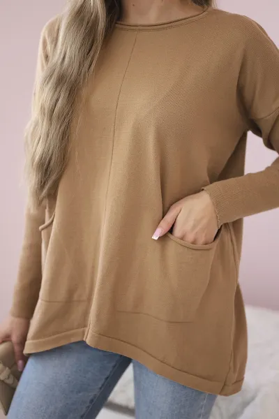 Sweater with front pockets Camel