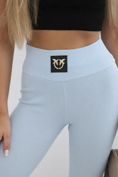 Ribbed high-waisted leggings blue