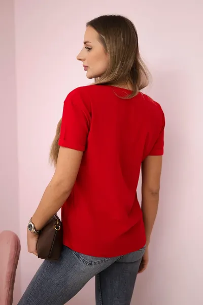 Blouse with Perfect red print